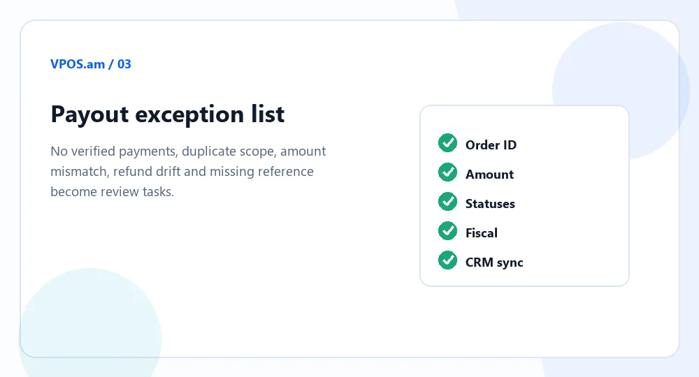 Payout exception list